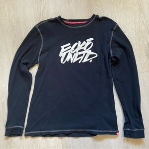 Ecko Unltd Unlimited vintage y2k Black Long Sleeve Shirt waffle knit street wear